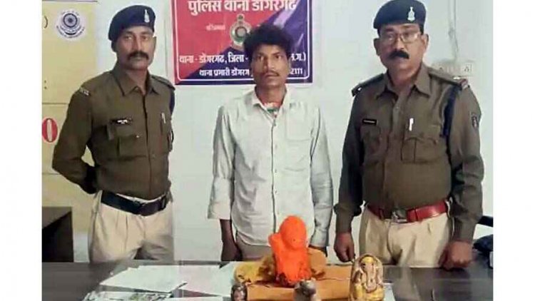मंदिर से चोरी हुई भगवान की मूर्तियां, चोर को पकड़ने ग्रामीणों ने किया चक्का जाम, पुलिस ने 72 घंटे में आरोपी भुवन चंद्रवंशी को पहुंचाया सलाखों के पीछे