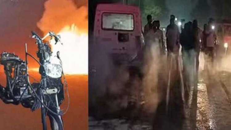चलती स्कूटी में अचानक लगी आग, TVS पेप बनी आग का गोला, तीन सवारों ने मुश्किल से बचाई जान, बाल-बाल बचे युवक और दो बच्चे
