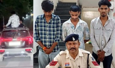कार की छत में सवार होकर स्टंटिंग करने वाले युवकों के खिलाफ एक्शन, ट्रेफ़िक नियमों का उल्लंघन करने वालों पर हो रही सख्त कार्रवाई