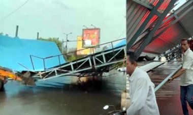 राइस मिल की छत गिरने से दो मजदूरों की मौत, देवेंद्र नगर में गिरा शेड, कई कार दबी, टुटा टोल प्लाजा, 9 ट्रेनें बाधित, बिजली कबाड़ घर में लगी आग