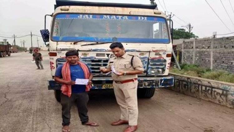 कोयला एवं राखड़ परिवहन करने वाले 76 वाहनों पर बड़ी कार्रवाई, रेत के अवैध के उत्खनन मामले में चैन माउण्टेन मशीन एवं दो हाईवा जब्त