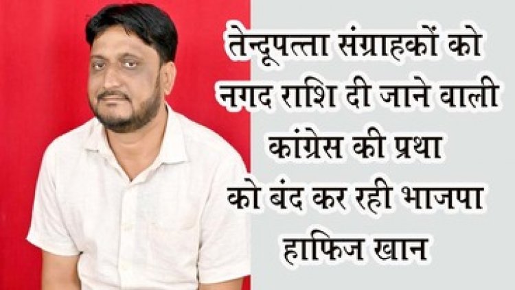 कांग्रेस सरकार में तेंदूपत्ता संग्राहकों को नगद राशि दी जा रही प्रथा भाजपा बंद कर रही- हाफिज खान