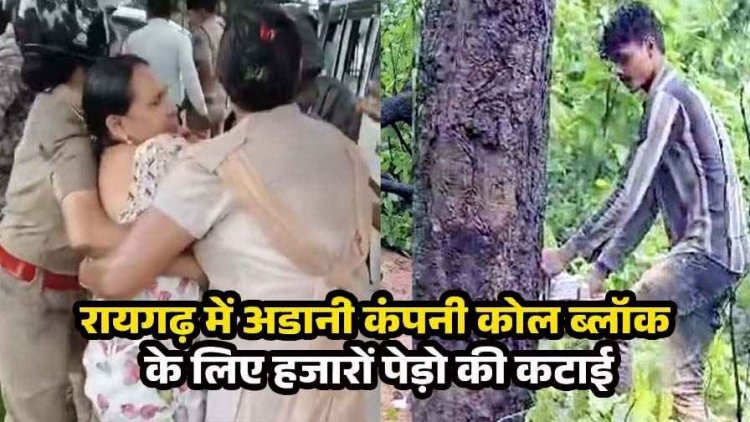 अडानी कंपनी कोल ब्लॉक के लिए हजारों पेड़ो की कटाई, विरोध में आए सैकड़ो ग्रामीण के साथ विधायक पूर्व मंत्री गिरफ्तार