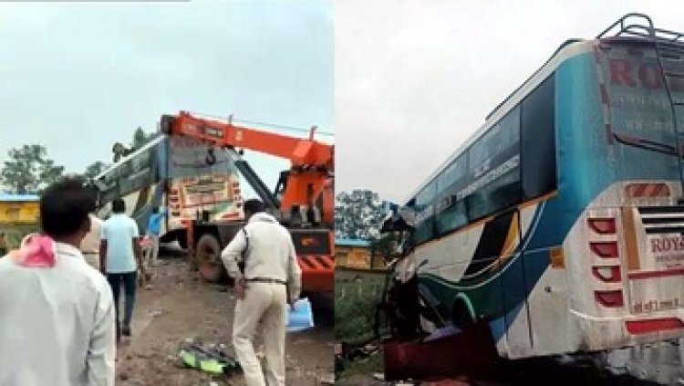 तेज रफ्तार बस ने हाइवा को मारी टक्कर, महिला समेत 3 लोगों की दर्दनाक मौत, कई घायल, 6 घायल यात्रियों की चीखों से दहला केन्द्री गांव