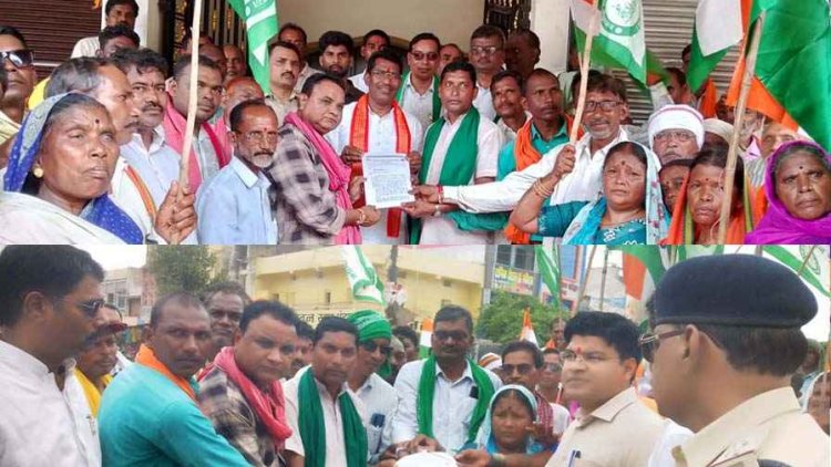 किसानों ने निकाली तिरंगा रैली, विधायक को ज्ञापन सौपकर वर्षो से काबिज भूमि पर पट्टे और खाद की कालाबाजारी रोकने सहित की 15 सूत्रीय मांग