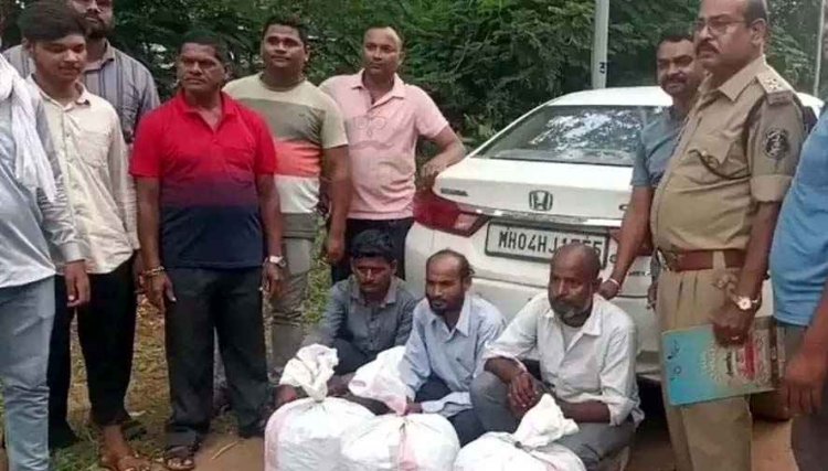 अंतरराज्यीय गांजा तस्करी का भंडाफोड़, पुलिस ने  तीन तस्करों को किया गिरफ्तार वाहन से 27 किलो गांजा बरामद, होंडा सिटी कार जप्त