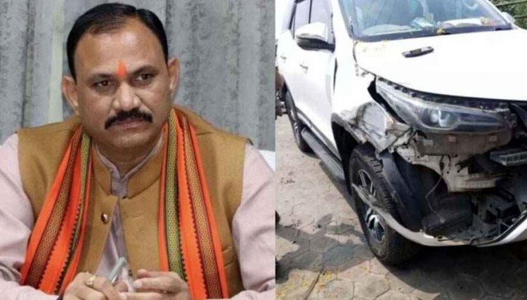 ट्रक से जा भिड़ी जन्मदिन पर स्वास्थ्य मंत्री श्याम बिहारी जायसवाल की कार, फॉर्च्यूनर का एक हिस्सा क्षतिग्रस्त, बाल-बाल बचे मिनिस्टर