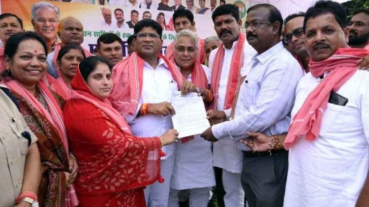 एग्रीस्टेक पोर्टल में धान खरीदी पंजीयन न होने समेत किसानों की मांगों को लेकर किसान कांग्रेस ने दिया धरना, सीएम साय के नाम सौंपा ज्ञापन