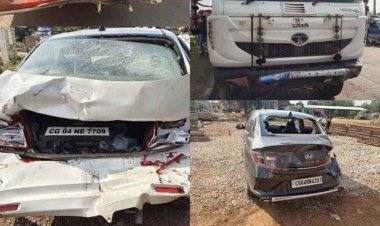 अभनपुर-रायपुर मार्ग पर बड़ा हादसा, बसों की रेस में अचानक ब्रेक लगाने पर आपस में टकरा गए चार-पांच वाहन, मची अफरा तफरी