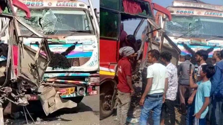 छत्तीसगढ़ में दर्दनाक हादसा, यात्री बस और ट्रक में जोरदार टक्कर, चालक का टूटा पैर, मची चीखपुकार, कई लोग बुरी तरह घायल, इलाज जारी
