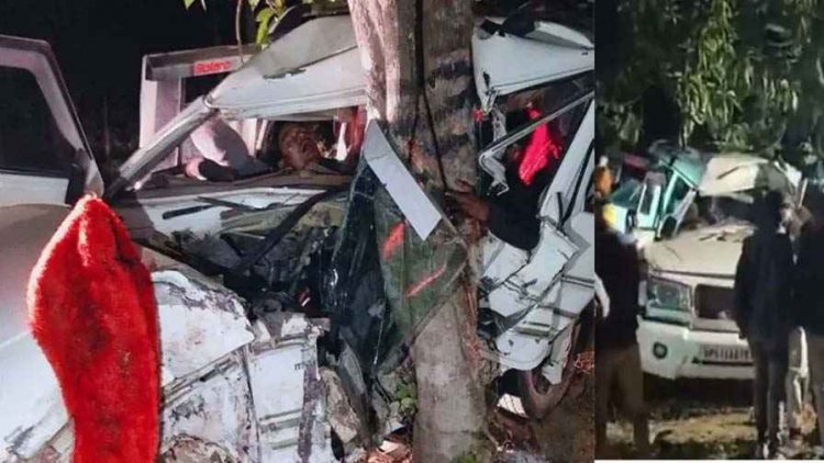 दर्शन कर लौट रहे श्रद्धालुओं से भरी बोलेरो हादसे का शिकार, वाहन के परखच्चे उड़े, 1 श्रद्धालु की मौके पर दर्दनाक मौत, दांव पर चार जिंदगियां