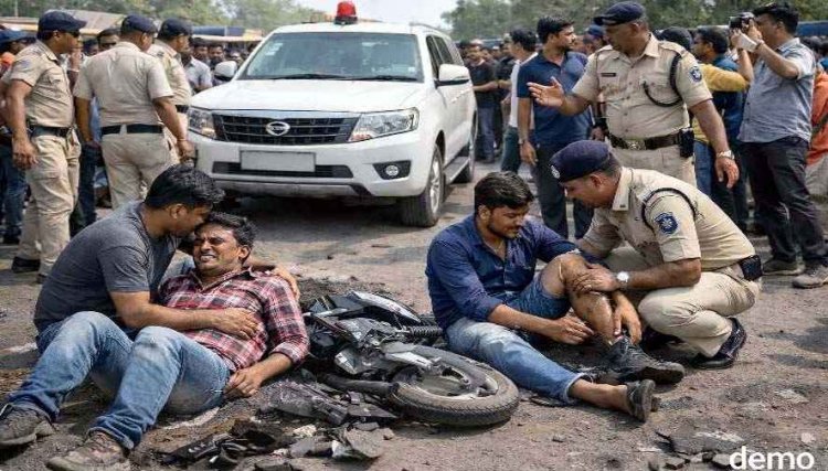 कबीरधाम में गृह मंत्री विजय शर्मा के काफिले से बाइक की टक्कर, दो युवक घायल, मची अफरा-तफरी, दोनों का इलाज अस्पताल में जारी