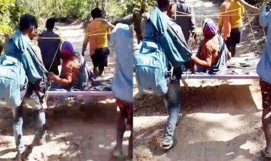 सड़क से भी सस्ती जिंदगी!, चारपाई पर तड़पती रही बीमार महिला ,सड़क नहीं होने के कारण कंधों पर ढोया गया विकास का सच, अब आर-पार की मांग