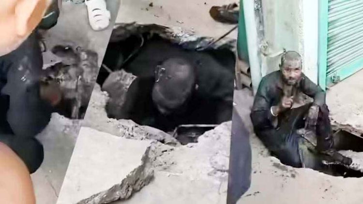 नाले में हाथ देख लोगों में मचा हड़कंप, JCB से स्लैब तोड़ी तो निकला जिंदा इंसान, पांच दिन से फंसे होने का दावा, जांच में जुटी पुलिस