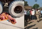 तेज रफ्तार हाईवा ने शादी में शामिल होने आई पैदल जा रही महिला को कुचला, मौके पर दर्दनाक मौत, मुआवजे की मांग पर गुस्साए ग्रामीणों किया चक्काजाम