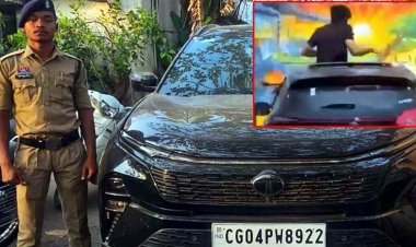 वायरल वीडियो पर रायपुर पुलिस की कार्यवाही, सनरुफ से गुब्बारे फेंकने वाले वाहन चालक पर केस दर्ज, रईसजादों की कार टाटा हैरियर जप्त