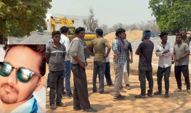 हाइड्रोलिक जैक टूटने से ट्रेलर पलटा, एक मजदूर की मौत, निर्माणाधीन मेडिकल कॉलेज में गिट्टी खाली करते हुआ हादसा, लापरवाही के आरोप, चालक फरार