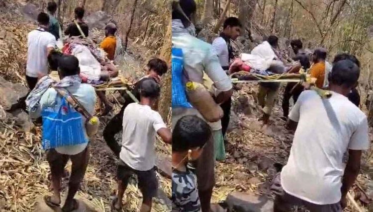 गरियाबंद में कागजी विकास के दौर में कांवर एम्बुलेंस का सहारा, 17 किमी पैदल चलकर सिस्टम की धज्जियां उड़ाते ग्रामीण और विधायक जनक ध्रुव का छलका दर्द