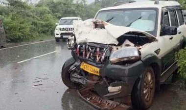 मंत्री केदार कश्यप की कार से भिड़ी स्कॉर्पियो, फिर फॉलो वाहन को मारी टक्कर, 5 जवान घायल, बाल-बाल बचे मिनिस्टर, 4 गंभीर रायपुर रेफर, इलाज जारी