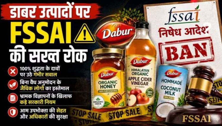 FSSAI का सख्त एक्शन, डाबर के भ्रामक दावे वाले शहद, घी और तेल समेत कई प्रोडक्ट्स पर लगाई रोक, बिक्री और प्रचार पर लगी पाबंदी
