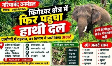 फिंगेश्वर क्षेत्र में फिर पहुंचा हाथी दल, आसपास के गांवों में बढ़ाई गई सतर्कता, ग्रामीणों में दहशत का माहौल. वन विभाग ने जारी किया अलर्ट