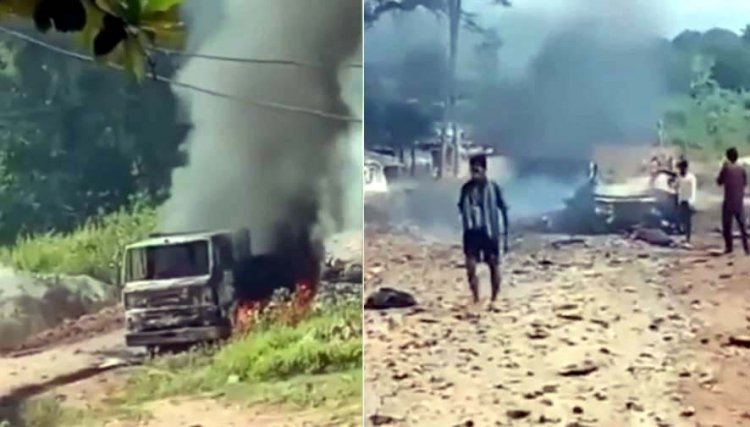 सड़क निर्माण के दौरान डीजल भरते समय धमाका, विस्फोट से ड्राइवर समेत 5 लोगों की दर्दनाक मौत, मची अफरा-तफरी, दो वाहन क्षतिग्रस्त