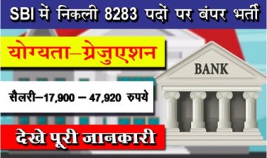 SBI Recruitment : SBI में निकली 8283 पदों पर बंपर भर्ती, देखे पूरी जानकारी 