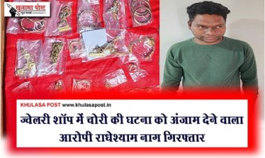 CG News : ज्वेलरी शॉप में चोरी की घटना को अंजाम देने वाला आरोपी राधेश्याम नाग गिरफ्तार