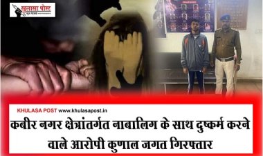 CG News : कबीर नगर क्षेत्रांतर्गत नाबालिग के साथ दुष्कर्म करने वाले आरोपी कुणाल जगत गिरफ्तार