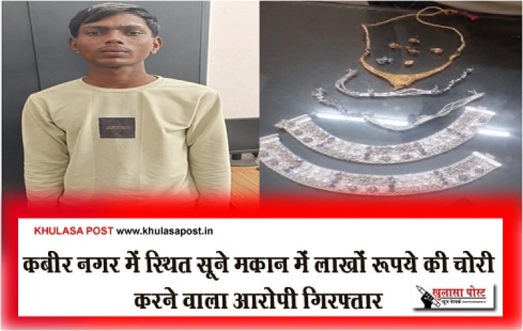 CG News : कबीर नगर में स्थित सूने मकान में लाखों रूपये की चोरी करने वाला आरोपी गिरफ्तार