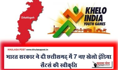 CG News : भारत सरकार ने दी छत्तीसगढ़ में 7 नए खेलो इंडिया सेंटर्स की स्वीकृति