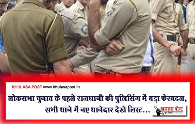 CG News : लोकसभा चुनाव के पहले राजधानी की पुलिसिंग में बड़ा फेरबदल, सभी थाने में नए थानेदार देखे लिस्ट...