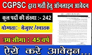 Job News : CGPSC द्वारा 242 पदों में भर्ती हेतु ऑनलाइन आवेदन, ऐसे करे आवेदन...