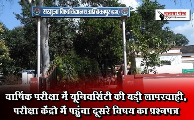 वार्षिक परीक्षा में यूनिवर्सिटी की बड़ी लापरवाही, परीक्षा केंद्रो में पहुंचा दूसरे विषय का प्रश्नपत्र