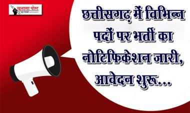 छत्तीसगढ़ में विभिन्न पदों पर भर्ती का नोटिफिकेशन जारी, आवेदन शुरू...