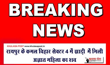 रायपुर के कमल विहार सेक्टर 4 में झाड़ी  में मिली अज्ञात महिला का शव