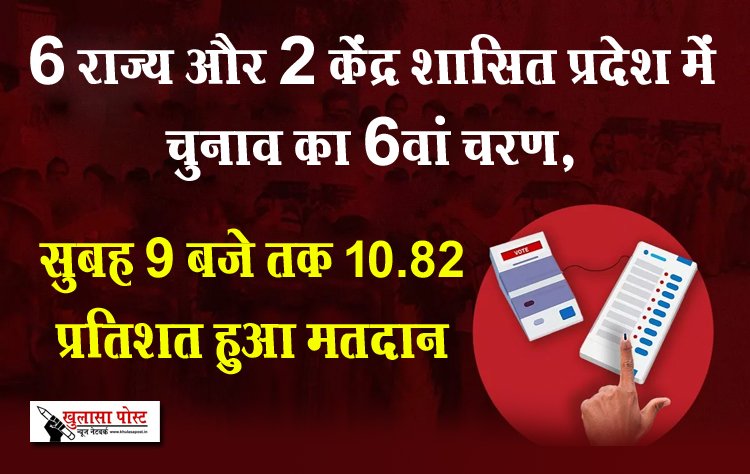 6 राज्य और 2 केंद्र शासित प्रदेश में चुनाव का 6वां चरण, सुबह 9 बजे तक 10.82 प्रतिशत हुआ मतदान