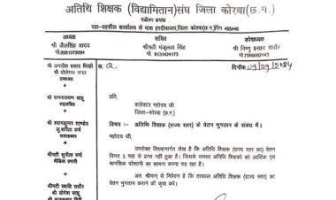 राज्य स्तर के अतिथि शिक्षकों (विद्या मितान) को तीन महीने से नहीं मिल रहा वेतन,  मजबूर होकर तनख्वाह के लिए कलेक्टर से लगाई गुहार