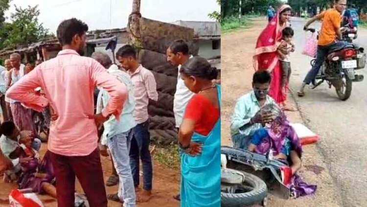 तेज रफ्तार यात्री बस ने बाइक सवार को मारी ठोकर, हादसे में महिला का फटा सिर, हुई बेहोश, एंबुलेंस की लेटलतीफी से लोगों में नाराजगी