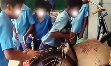 बच्चों से कराया जा रहा सायकल में मिड-डे मील का चावल मंगाने का काम, वीडियो वायरल होने के बाद प्रधान पाठिका पुष्पा साहू सस्पेंड
