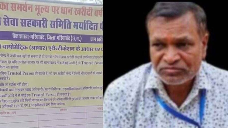 गरियाबंद जिला के पिपरछेड़ी कला धान उपार्जन केंद्र में किसान की शिकायत पर रिश्वतखोरी के आरोप में प्रबंधक निलंबित