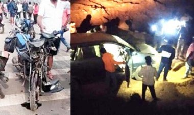जतमई रोड में 20 फीट गड्ढे में गिरी इनोवा कार, दो से तीन लोगों की हालत नाजुक, ट्रैक्टर ने बाइक सवार को मारी टक्कर, महिला की मौत, एक घायल