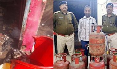 समोसा दुकान में फटा सिलेंडर, बुरी तरह झुलसे चार लोग, पास खड़े वाहन जलकर खाक, अवैध तरीके से गैस रिफिलिंग का आरोपी गिरफ्तार, मशीन जप्त