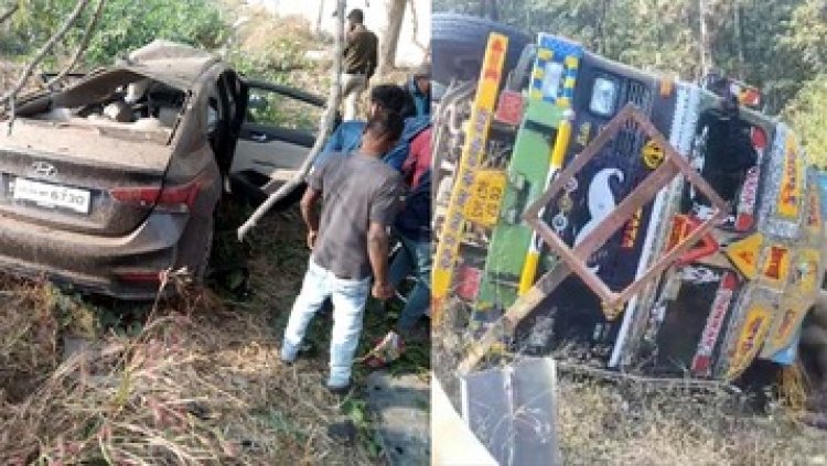 तीन दर्दनाक हादसे, धान परिवहन करते ट्रक दुर्घटनाग्रस्त, बाल-बाल बची जान, सड़क किनारे पलटी कार दो घायल, दो बाइक में टक्कर, फिर ट्रक ने कुचला