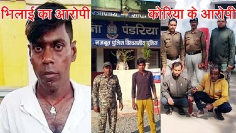 नाबालिग लड़की से जबरन दुष्कर्म के तीन मामलों में पुलिस ने कबीरधाम, भिलाई और कोरिया के चार आरोपियों को गिरफ्तार कर भेजा जेल