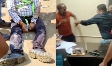 डीजल चोरी के आरोप मे ड्राइवर की पिटाई, थूक चाटने के लिए किया मजबूर!, आक्रोशित ग्रामीणों ने सड़क पर कर दी ठेकेदार और मैनेजर की ठुकाई