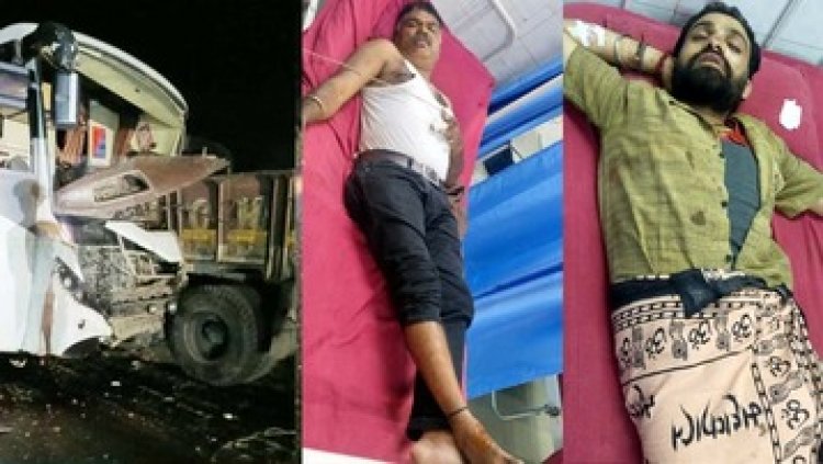 खड़े ट्रक में जा टकराई महिंद्रा ट्रेवल्स की यात्री बस, मौके पर ही 1 की मौत, 8 घायल, मची चीख-पुकार, वाहन के उड़े परखच्चे