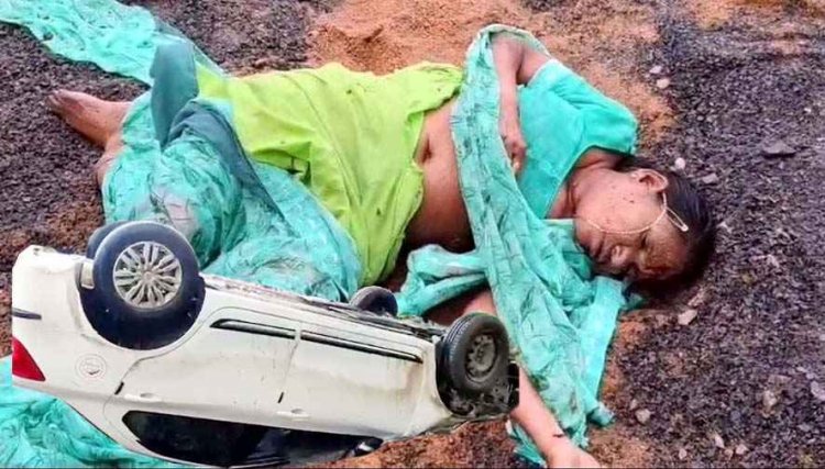 कार ने डॉक्टर की मां को रौंदा, मवेशी बचाने अनियंत्रित होकर स्विफ्ट डिजायर तीन बार पलटी, ड्राइवर फरार, परिवार में पसरा मातम
