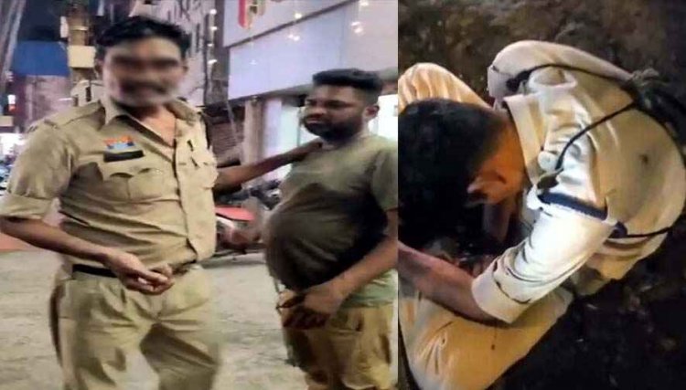 शराब के नशे में पुलिस कांस्टेबल ने गरीब से छीने 2000 रुपये, लोगों ने घेरा, इधर नशे के धुत में पाया गया आरक्षक, सोशल मीडिया पर वीडियो वायरल