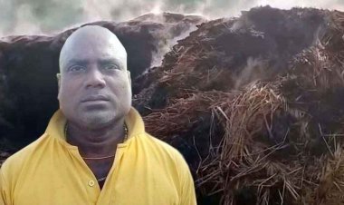 इलेवन केवी के तार टूटने से धान की पैरावट में लगी आग, बिजली विभाग की लापरवाही से किसान की 4.5 एकड़ की फसल जलकर खाक